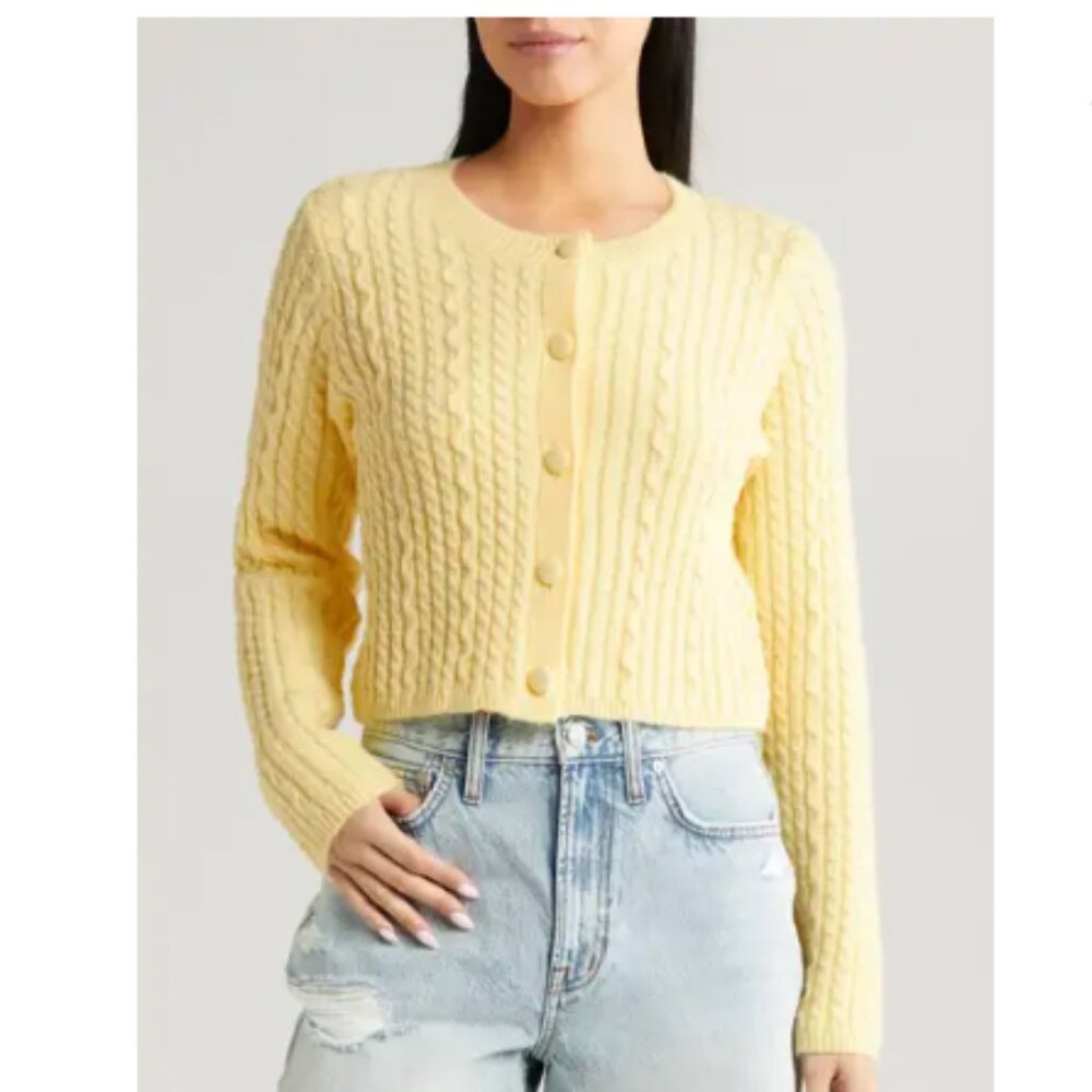 All in Favor Crop Cable Cardigan